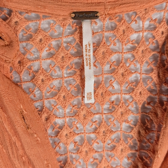 Free People Women's Orange Button-Up Top Oversize - Picture 4 of 9